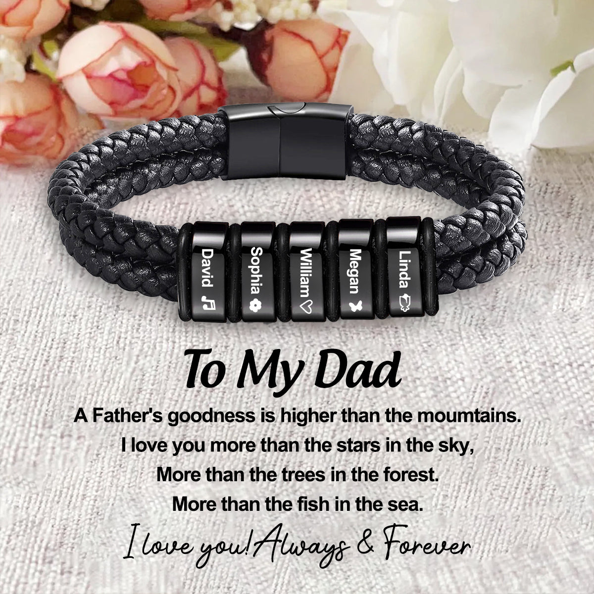 Personalized Name Custom Beaded Bracelet, Gift For Husband Boyfriend Dad