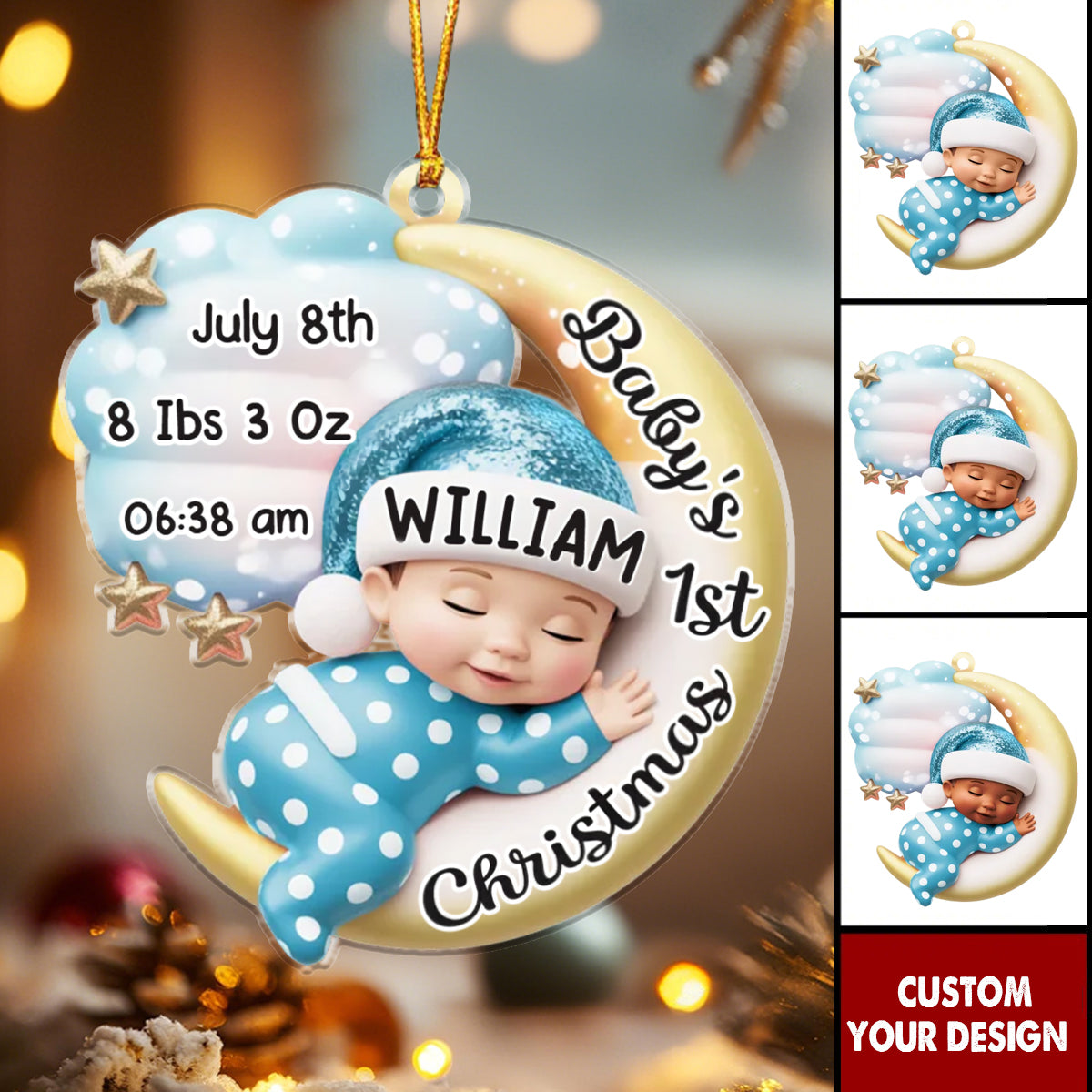 Cherishing Your Very First Christmas - Personalized Christmas Baby Shower Acrylic Ornament