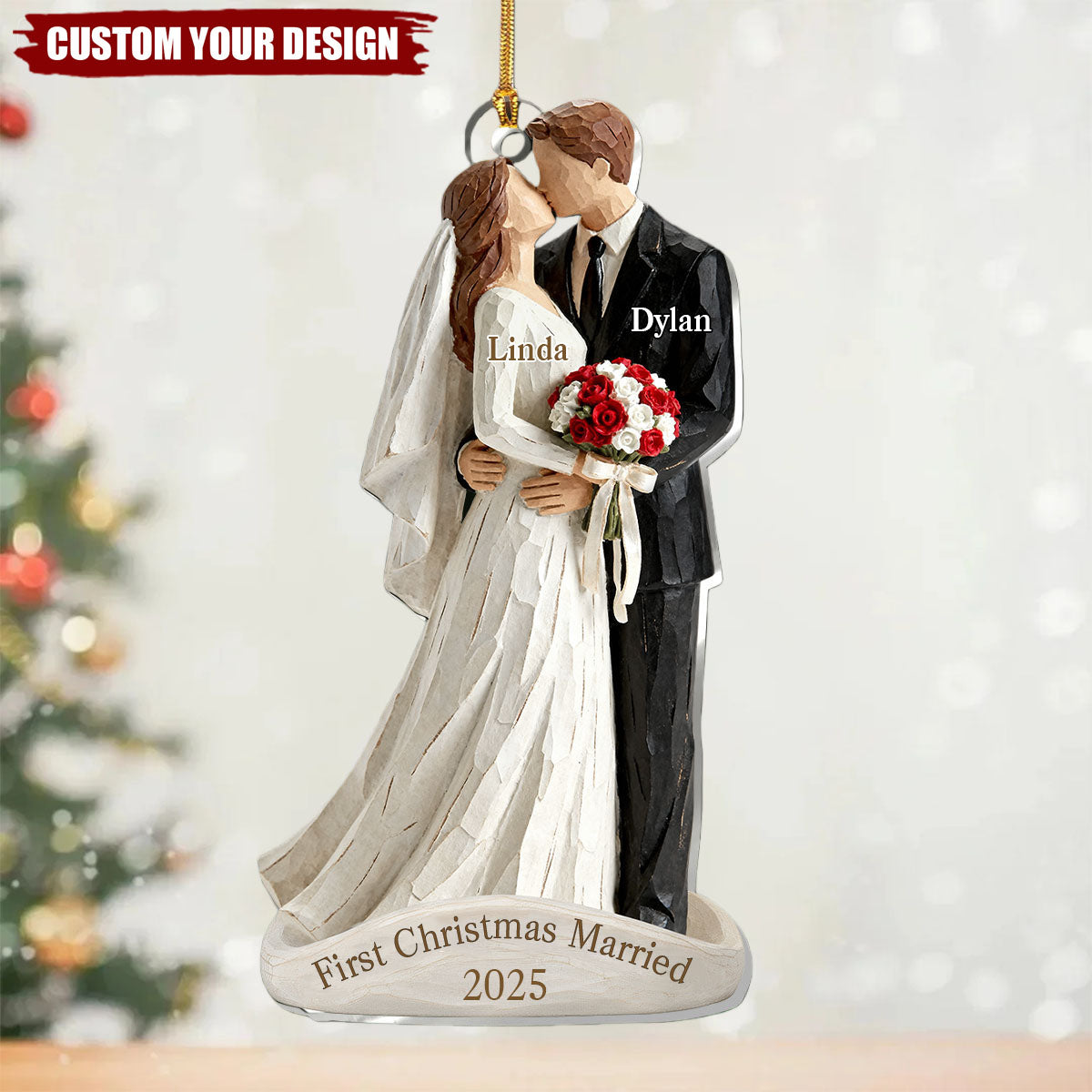 First Christmas As Mr. & Mrs. - Personalized Newlywed Ornament