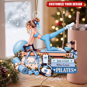 Personalized Pilates Girl Christmas Ornament