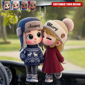 Personalized Kissing Couple Acrylic Car Hanging Ornament