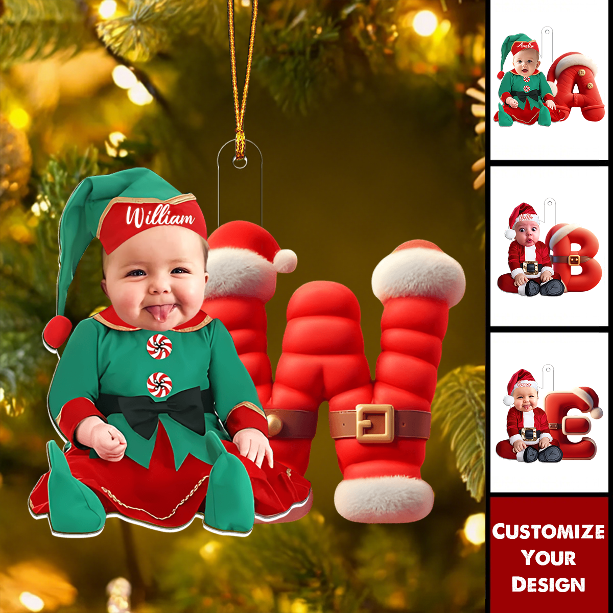 Merry Xmas - Personalized Kid Transparent Ornament
