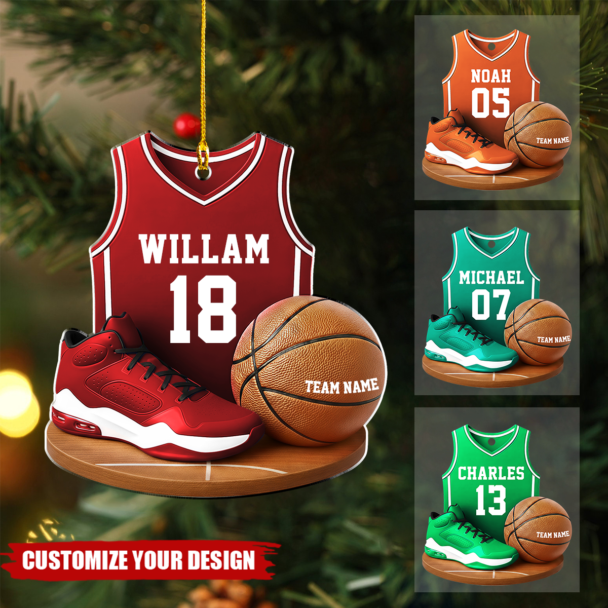Personalized Basketball Player Christmas Ornament