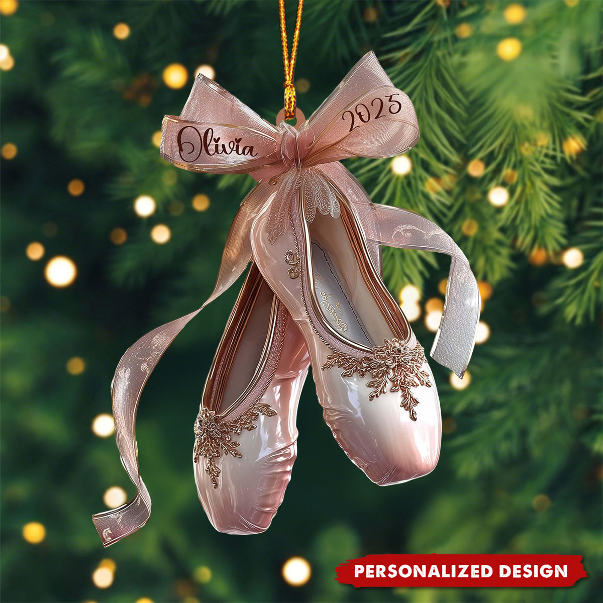 Personalized Ballet Shoes Christmas Ornament