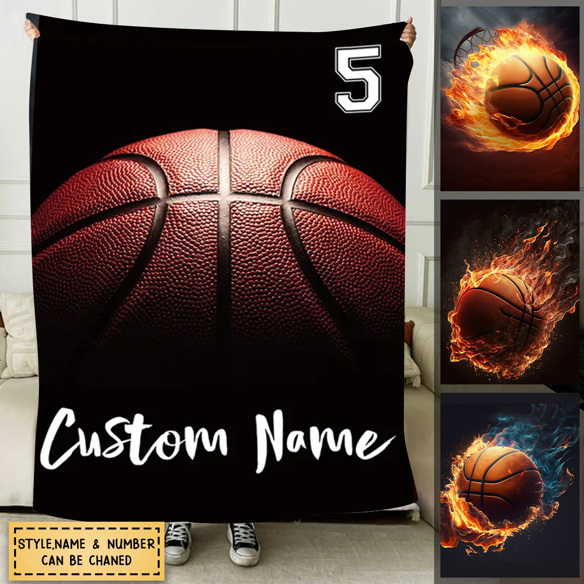 Personalized Name And Number Basketball Blanket