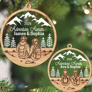 Personalized Hiking Couple Ornament, Traveling Outdoors Gift