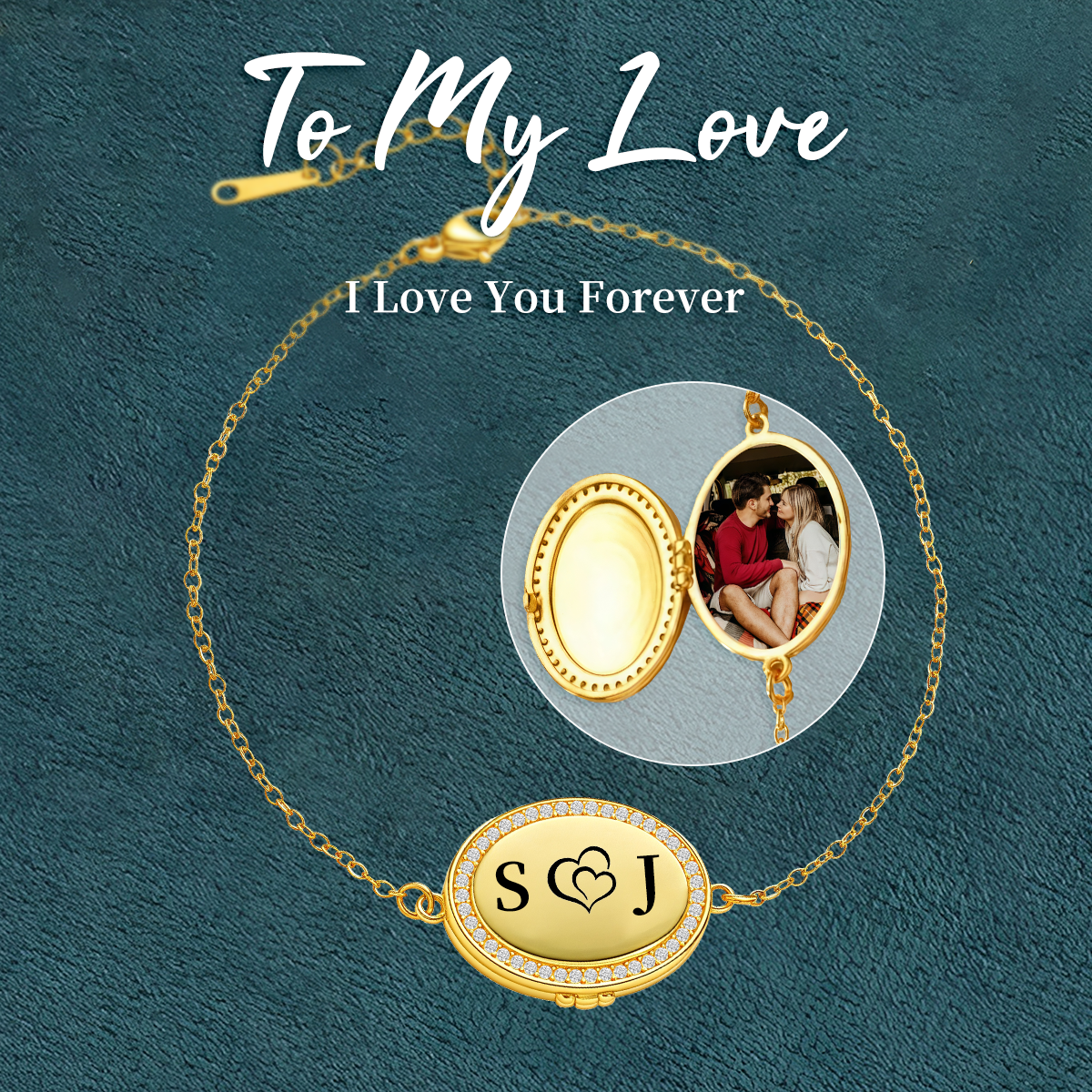 Personalized Photo Locket Couple Bracelet