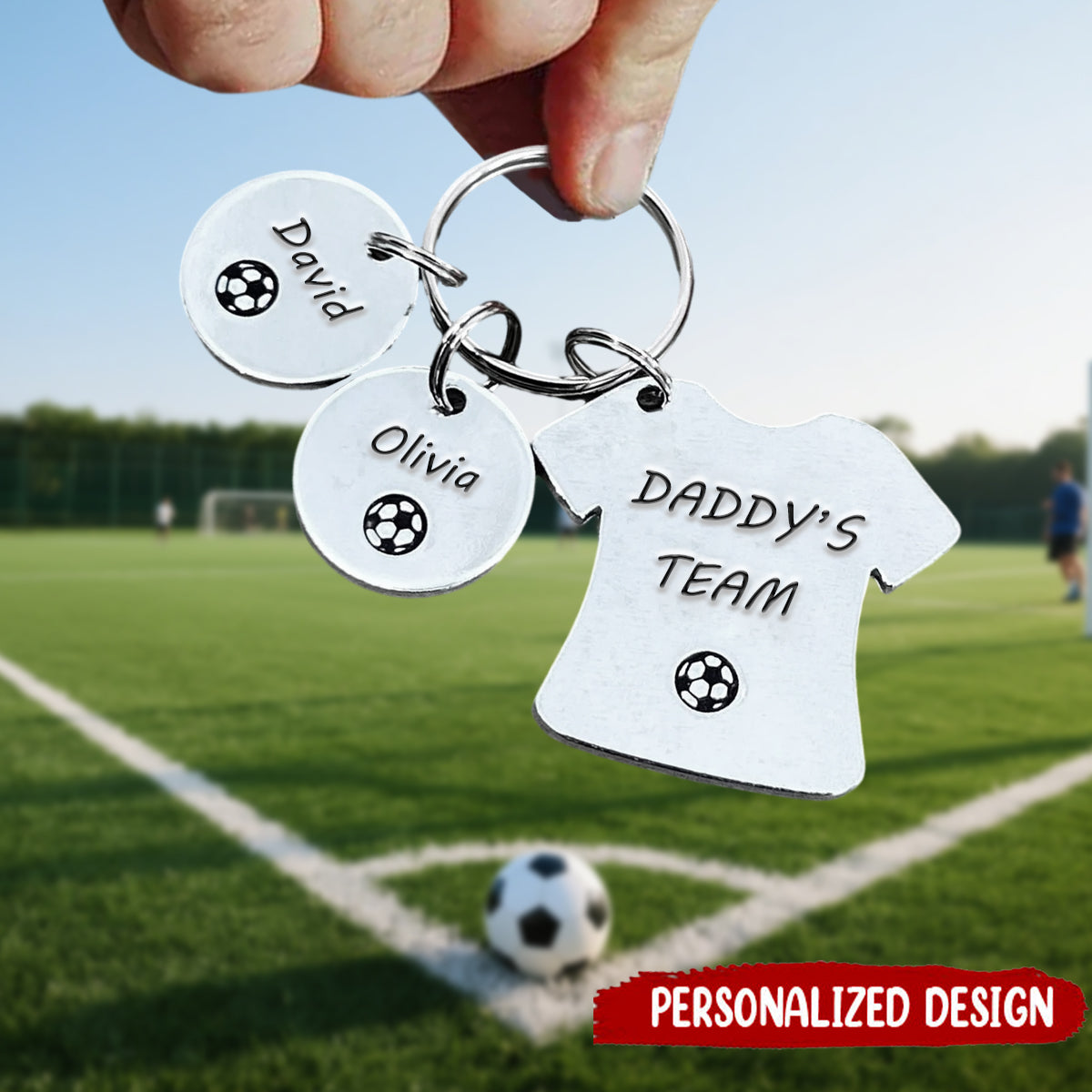 Daddy's Team- Personalised Soccer Family Keychain - Father's Day Gift