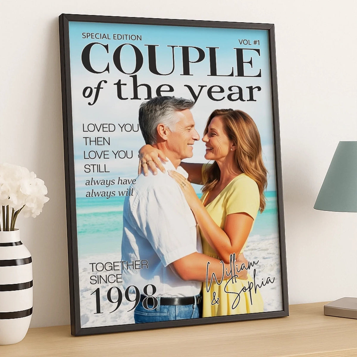 Custom Couple Phot Poster - Personalized Anniversary Wedding Gifts For Husband And Wife
