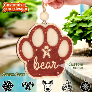 Dog Paw Ornament, Personalized Christmas Ornament