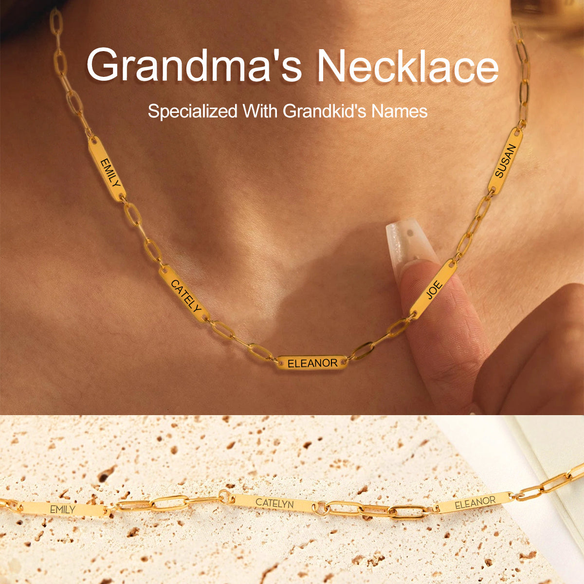 Custom Necklace with Multiple Names Paperclip Necklace