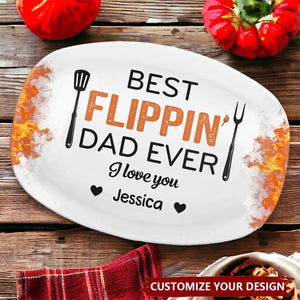 Best Flippin’ Dad Ever - Personalized Plate Father's Day, Gift For Dad, Grandpa
