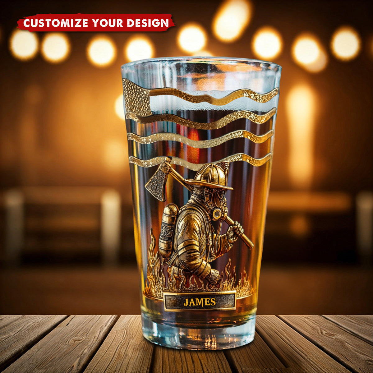 Proud Firefighter - Personalized Firefighter Beer Glass