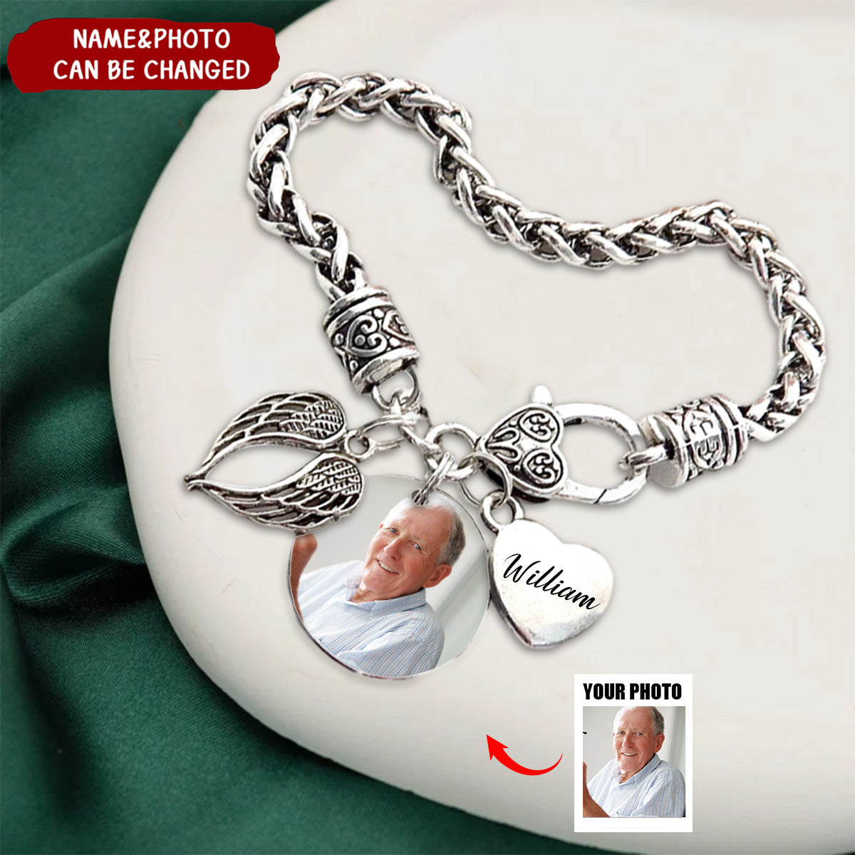 To My Husband In Heaven Personalized Antique Bracelet