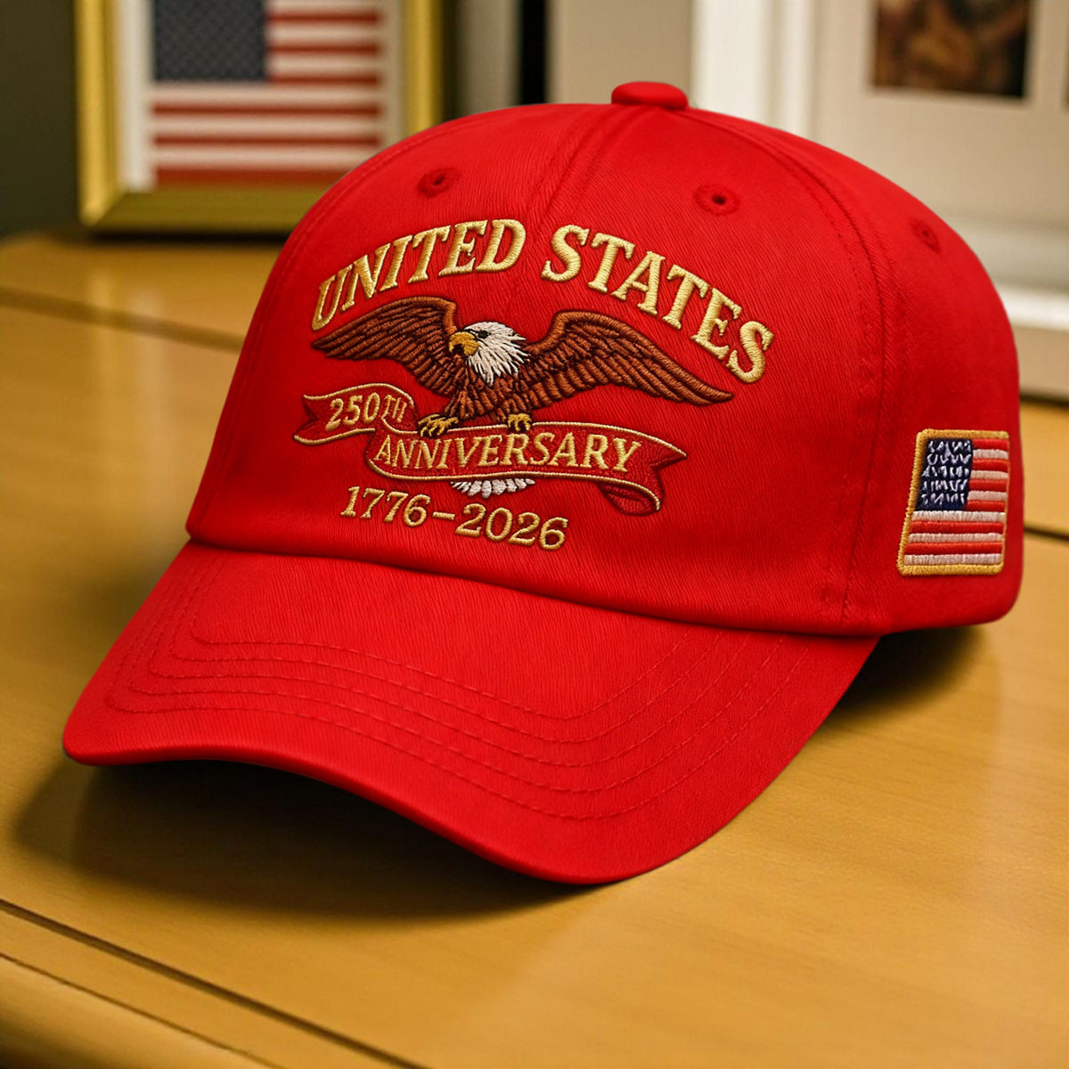250 Years USA 250th Birthday 1776-2026 Eagle Flag Baseball Cap