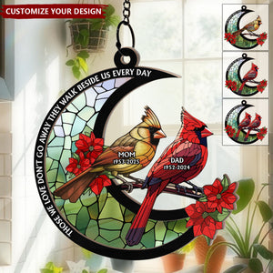 Memorial Cardinal Stained Glass Moon - Personalized Window Hanging Suncatcher Ornament