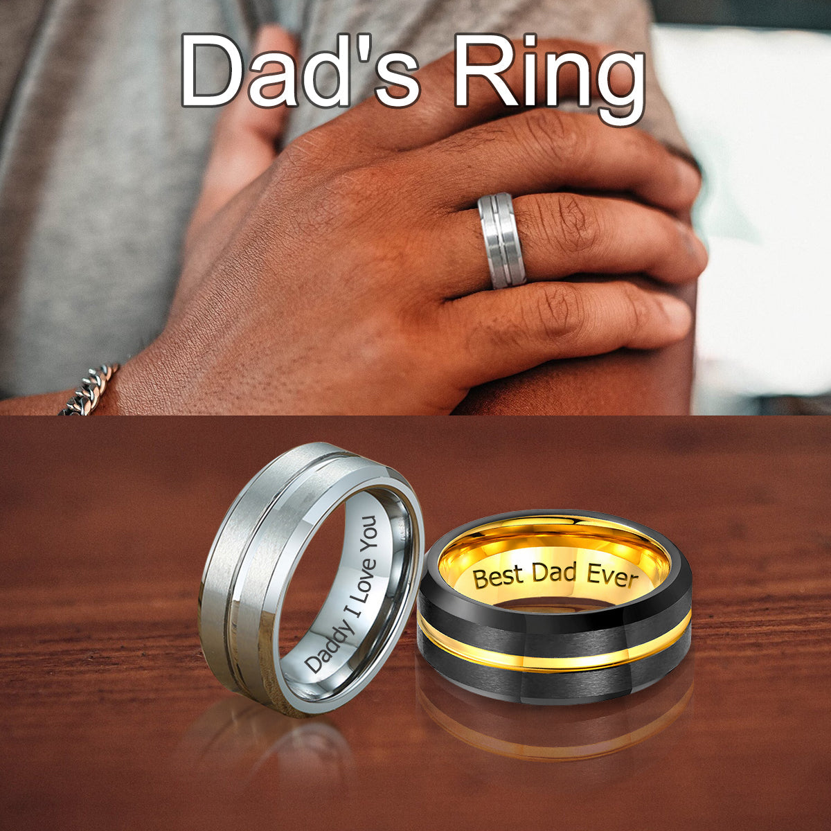 Best Dad Ever - Personalized Engraved Rings For Dad,Grandpa