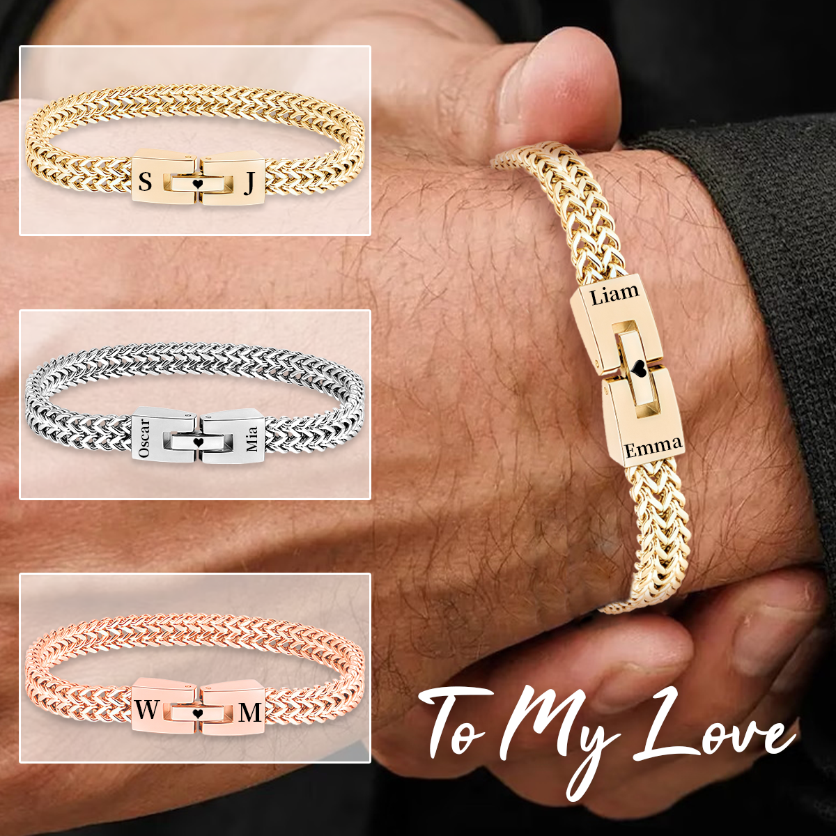 To My Man, Personalized Couples Engraved Bracelet