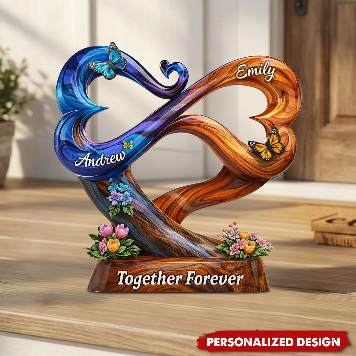 Together Forever, Personalized Name Infinity Heart Acrylic Plaque