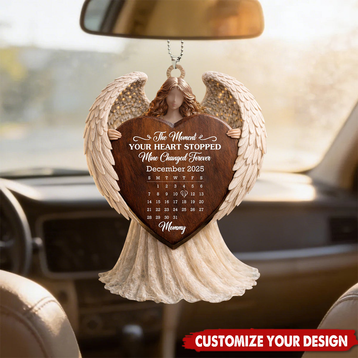 The Moment Your Heart Stopped - Personalized Angel Ornament With Calendar