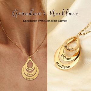 Personalized Names Tear Drop shape Necklace For Mom Grandma