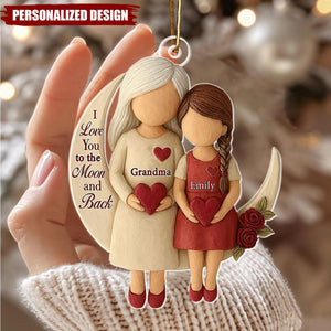 Personalized Grandma Grandchild Ornament, I Love You to the Moon and Back Acrylic Ornament