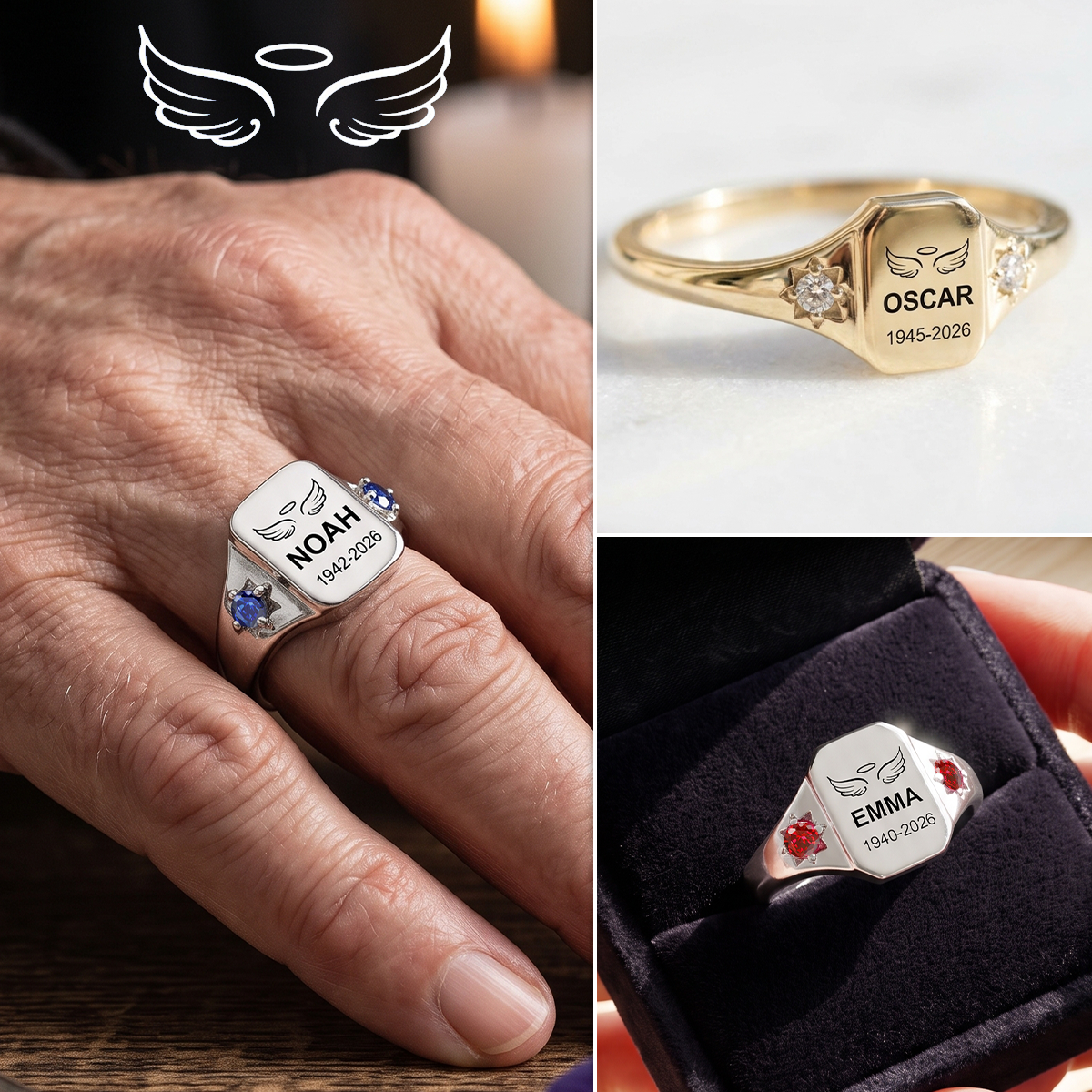 Always In My Heart, Personalized Name Ring with Birthstone