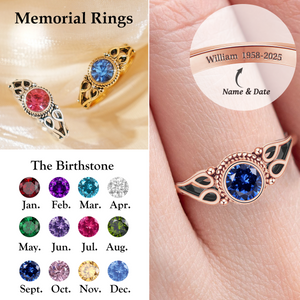 Personalized Engraved Name Ring Memorial Birthstone Ring