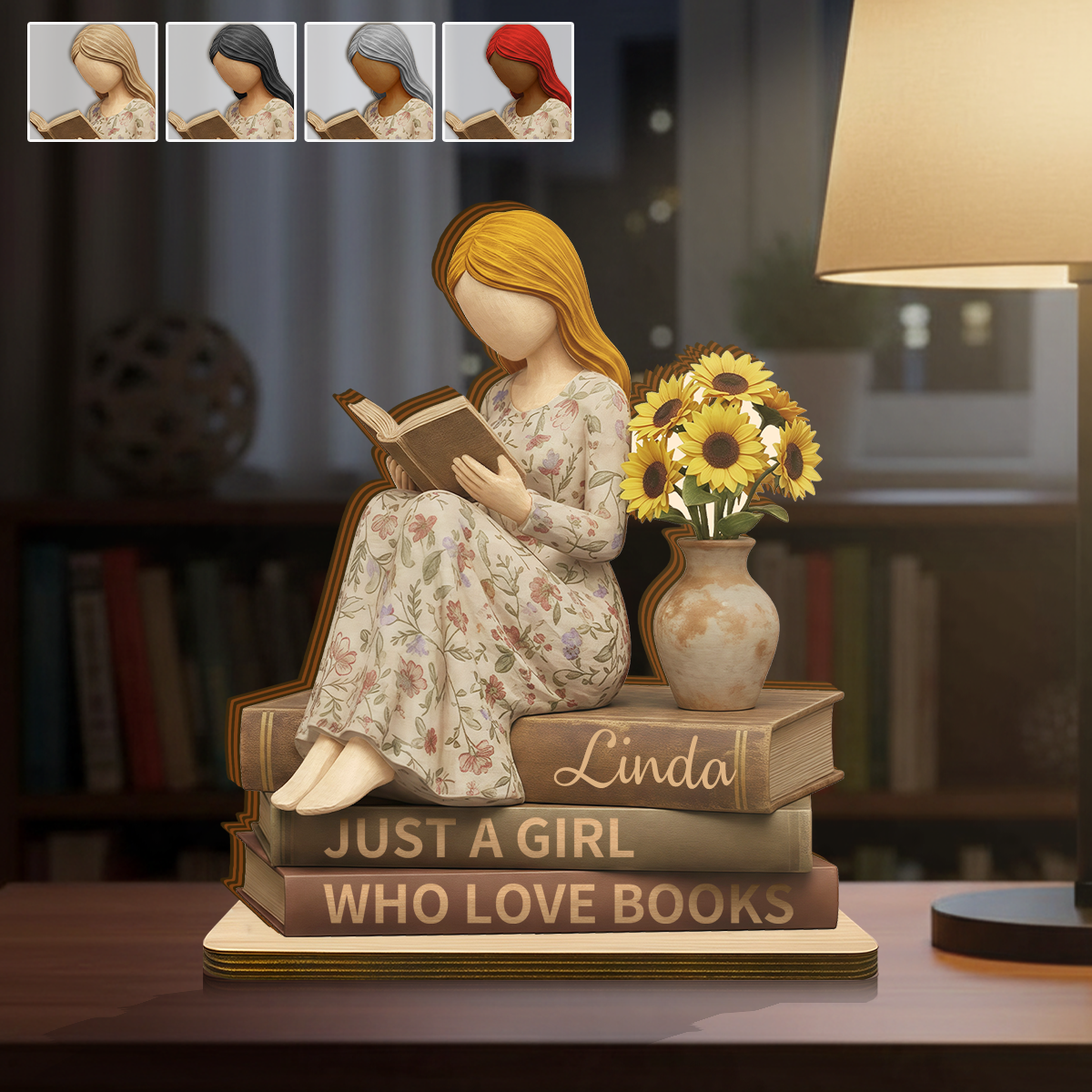 Personalized Just a Girl Who Loves Books Wooden Plaque