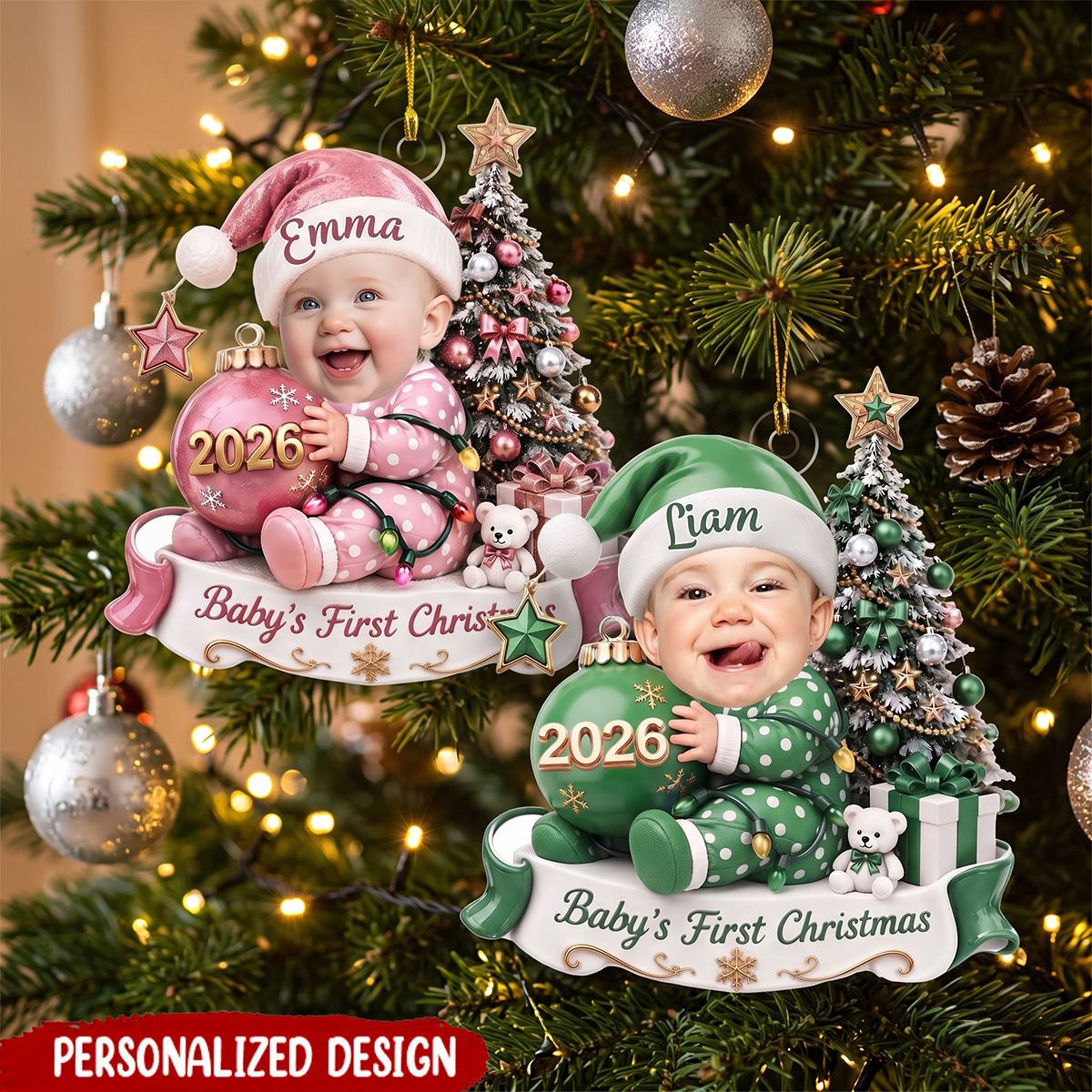 Personalized Baby First Christmas Baby Name Acrylic Ornament