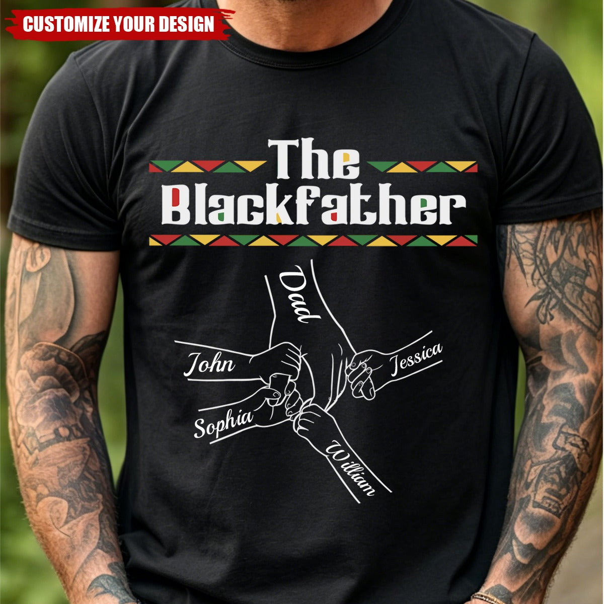Personalized The Blackfather T-Shirt, Gifts For Dad Grandpa