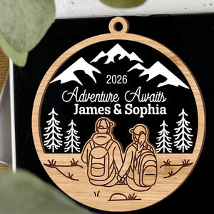 Personalized Hiking Couple Ornament, Traveling Outdoors Gift