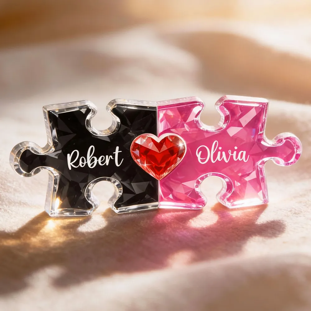 Couple Puzzles Name Sign - Personalized Acrylic Block Plaque