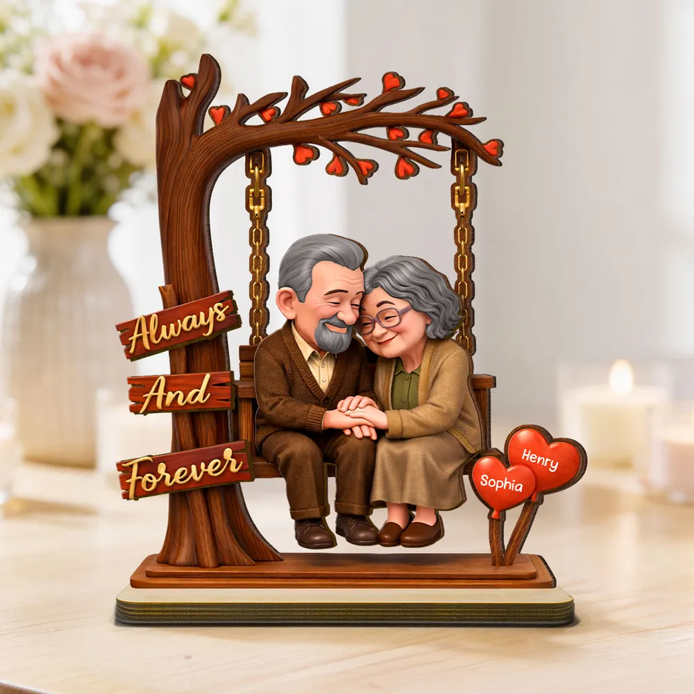Old Couple Always and Forever - Personalized Wooden Plaque