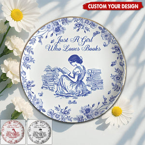 A Girl Who Loves Books Chinoiserie Toile De Jouy - Personalized Jewelry Dish