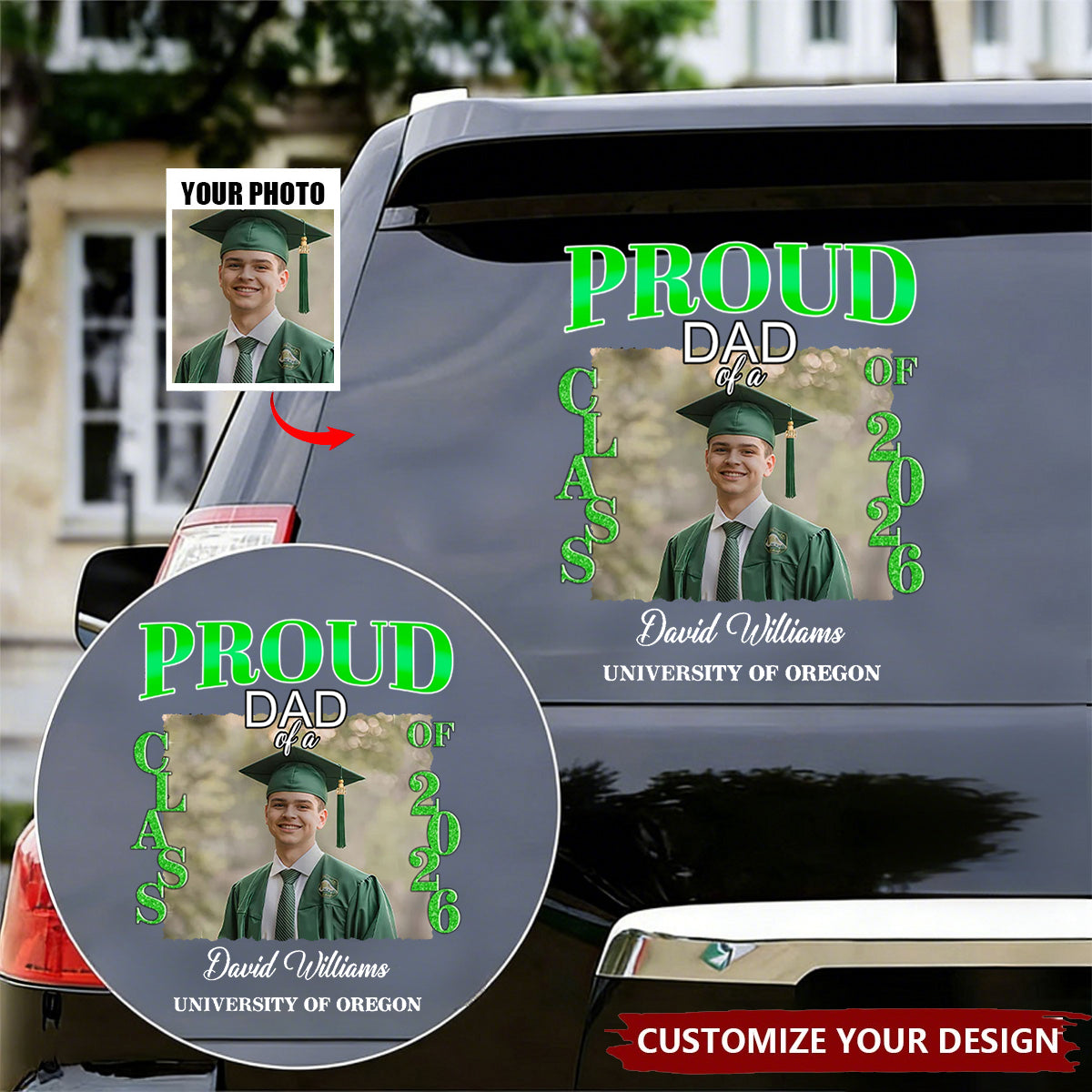 Custom Photo Congratulations Graduation 2026 Car Window Decal Sticker