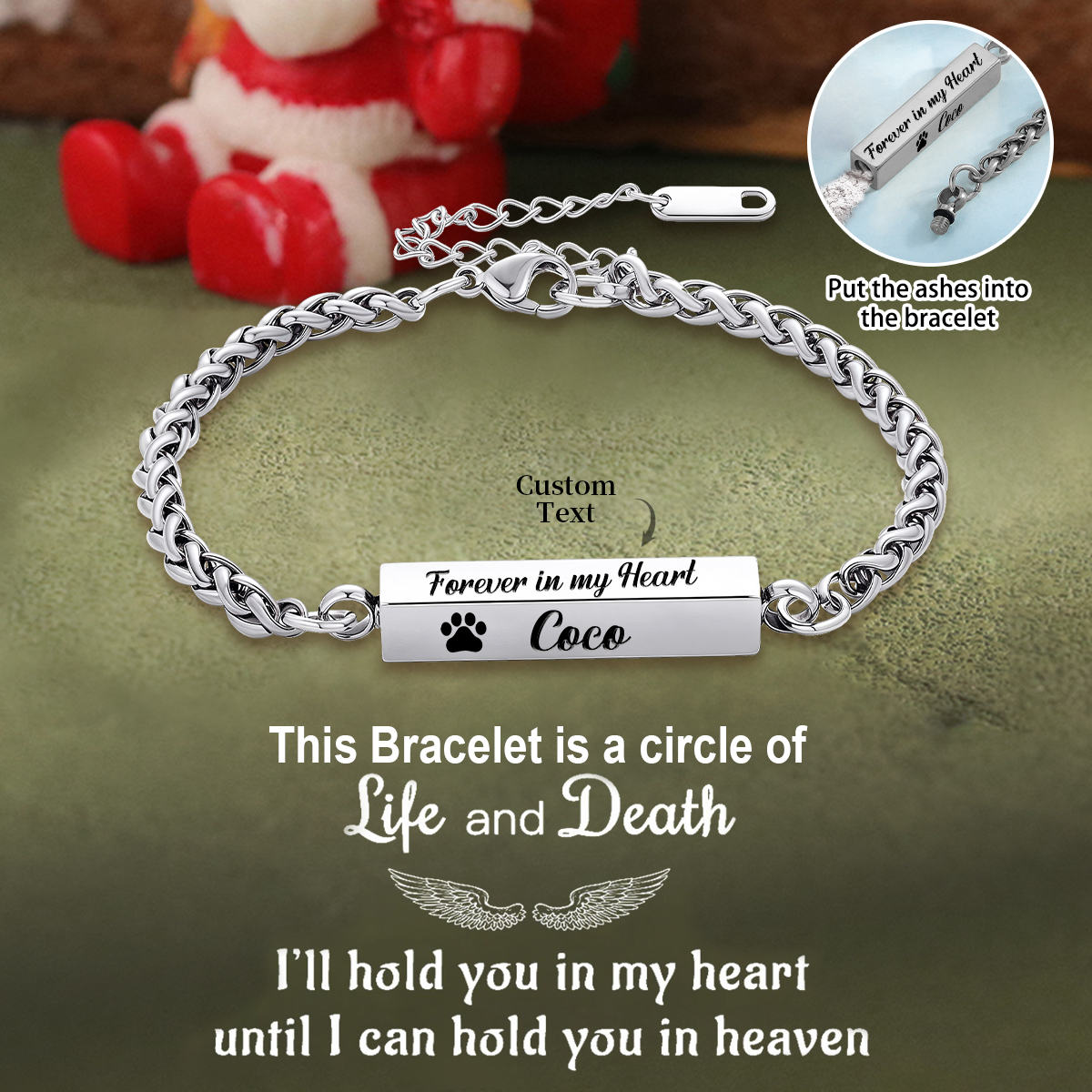 Forever In My Heart, Personalized Custom Urn Memorial Bracelet