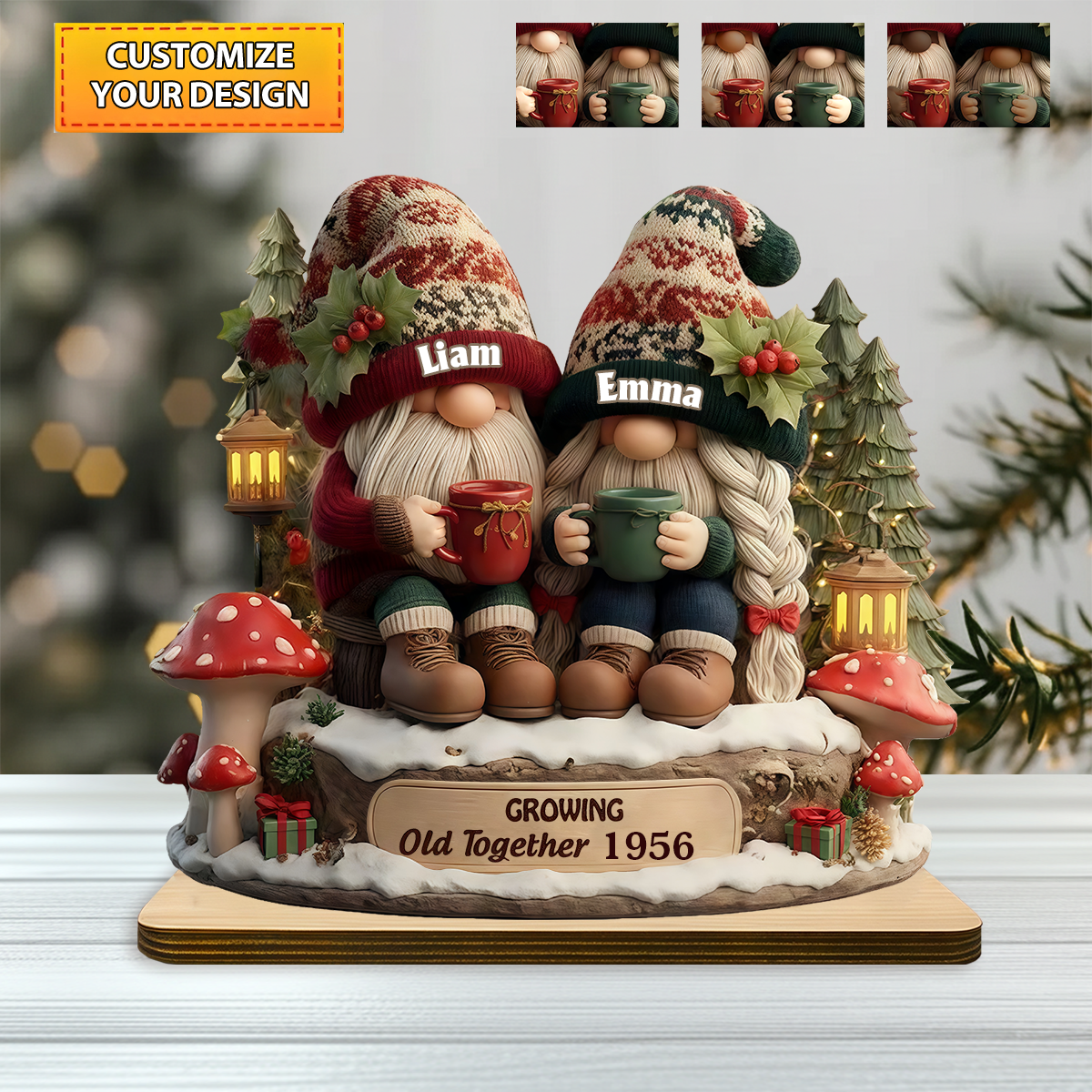 Personalized Couple Growing Old Together Wooden Plaque