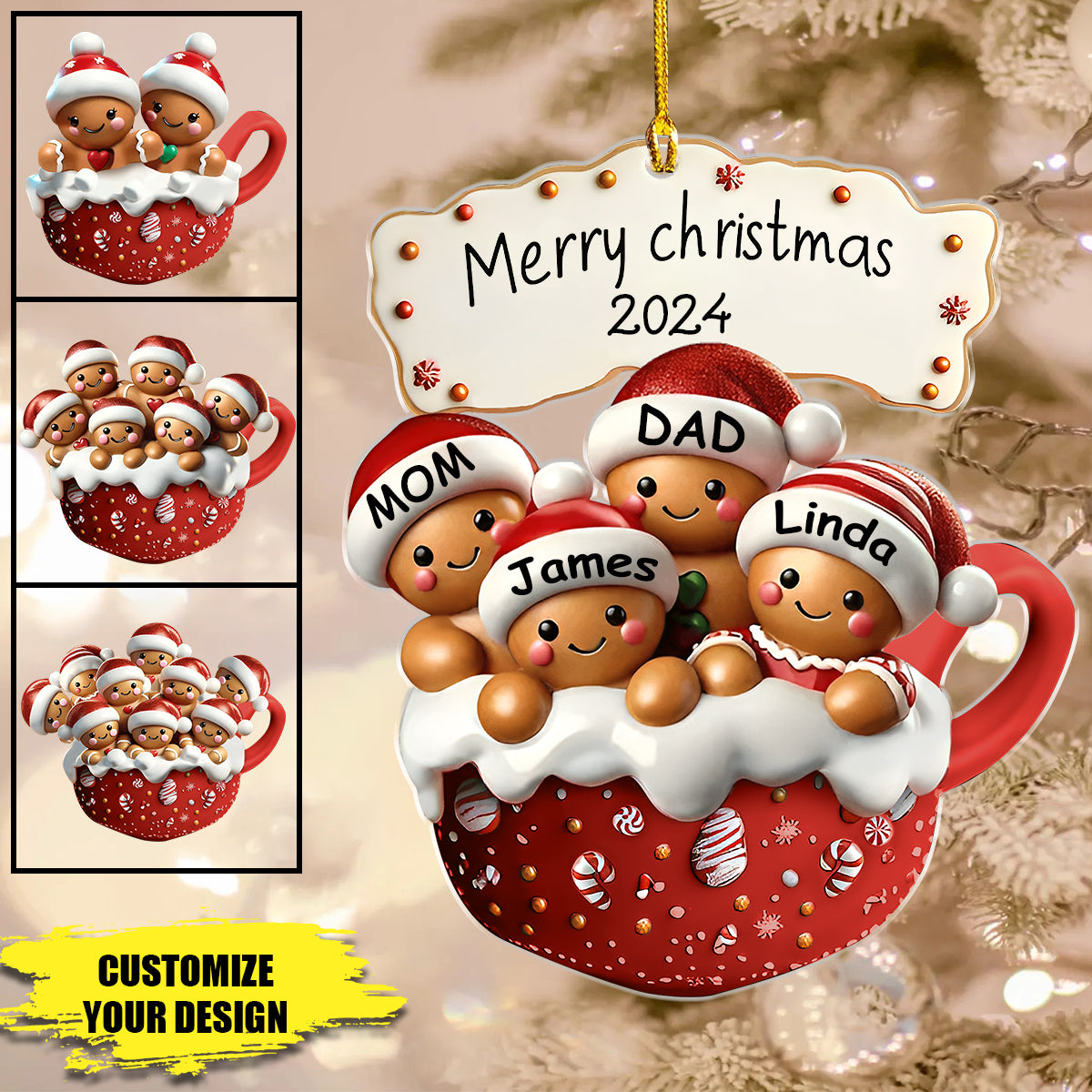 Christmas Gingerbread Family-Personalized Ornament-Gifts For Family