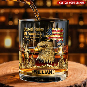 250th Anniversary - Personalized Bald Eagle Whiskey Glass