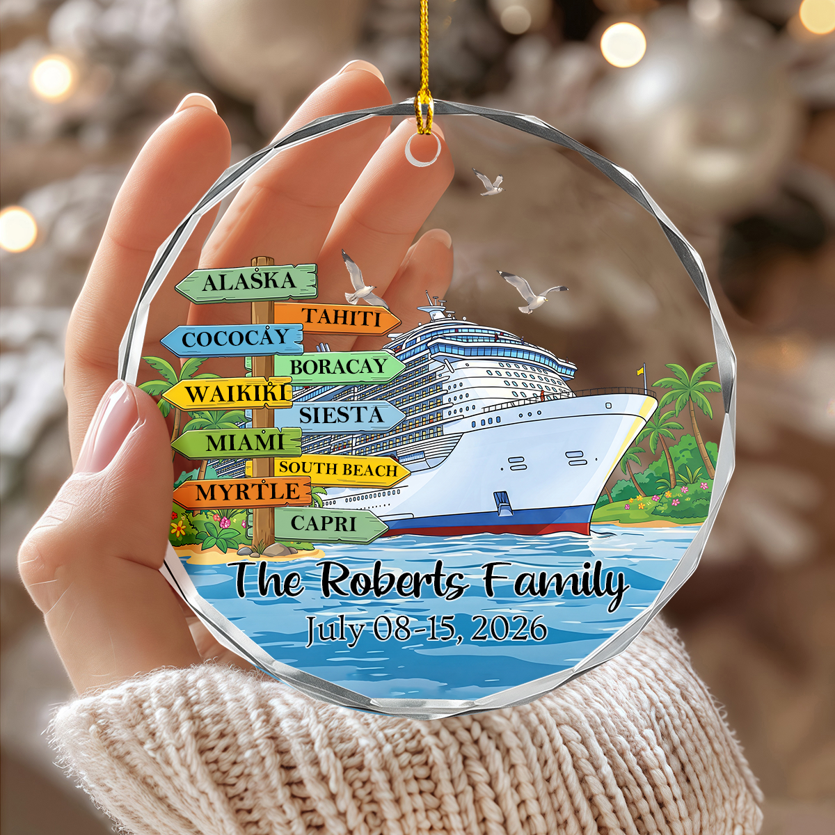 Personalized Cruise Travel Adventure Ornament, Family Traveling Destination