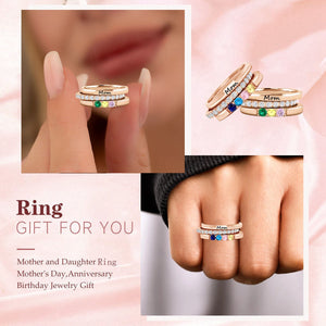 For Grandmother-Custom With Grandkids' Birthstones Personalized Grandma's Ring