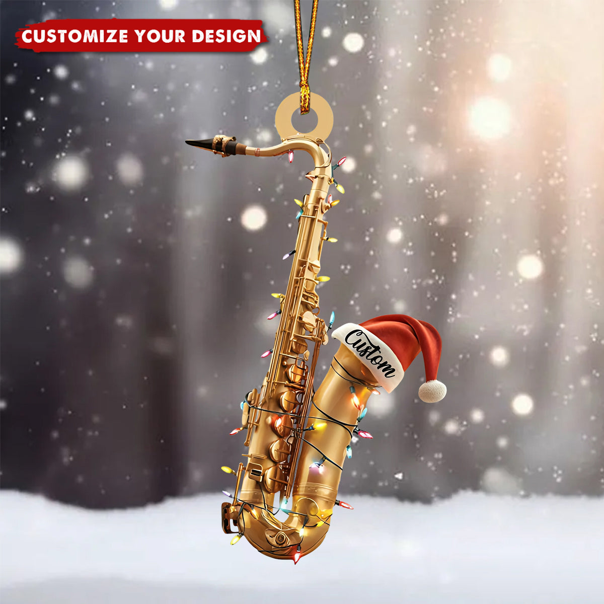Personalized Musical Saxophone Acrylic Christmas Ornament