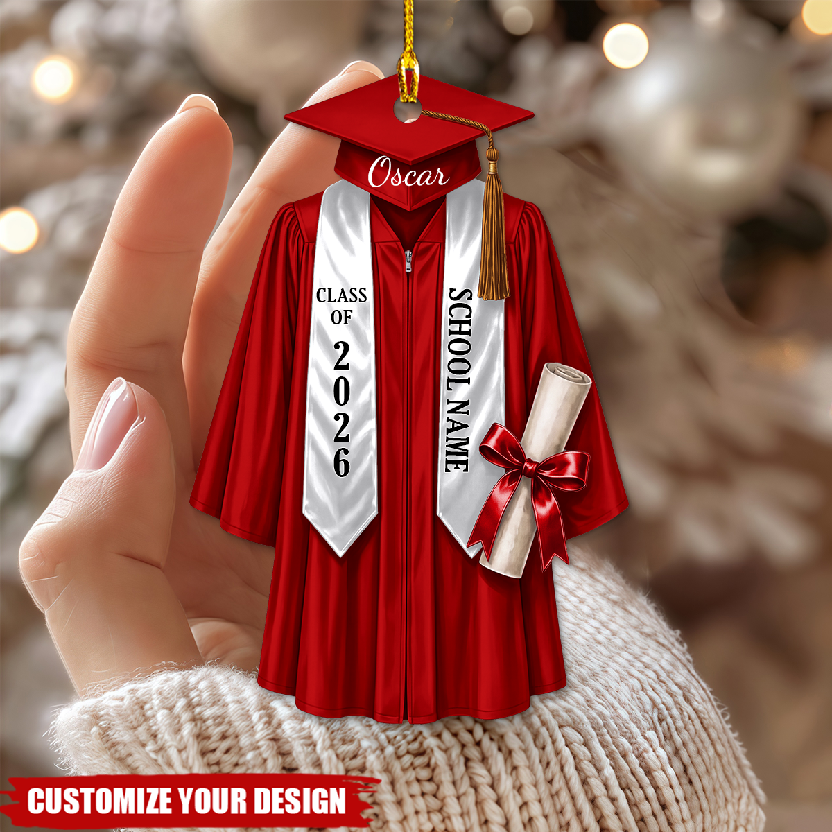 Personalized Graduation Gown Ornament, Graduate Christmas Tree Decor