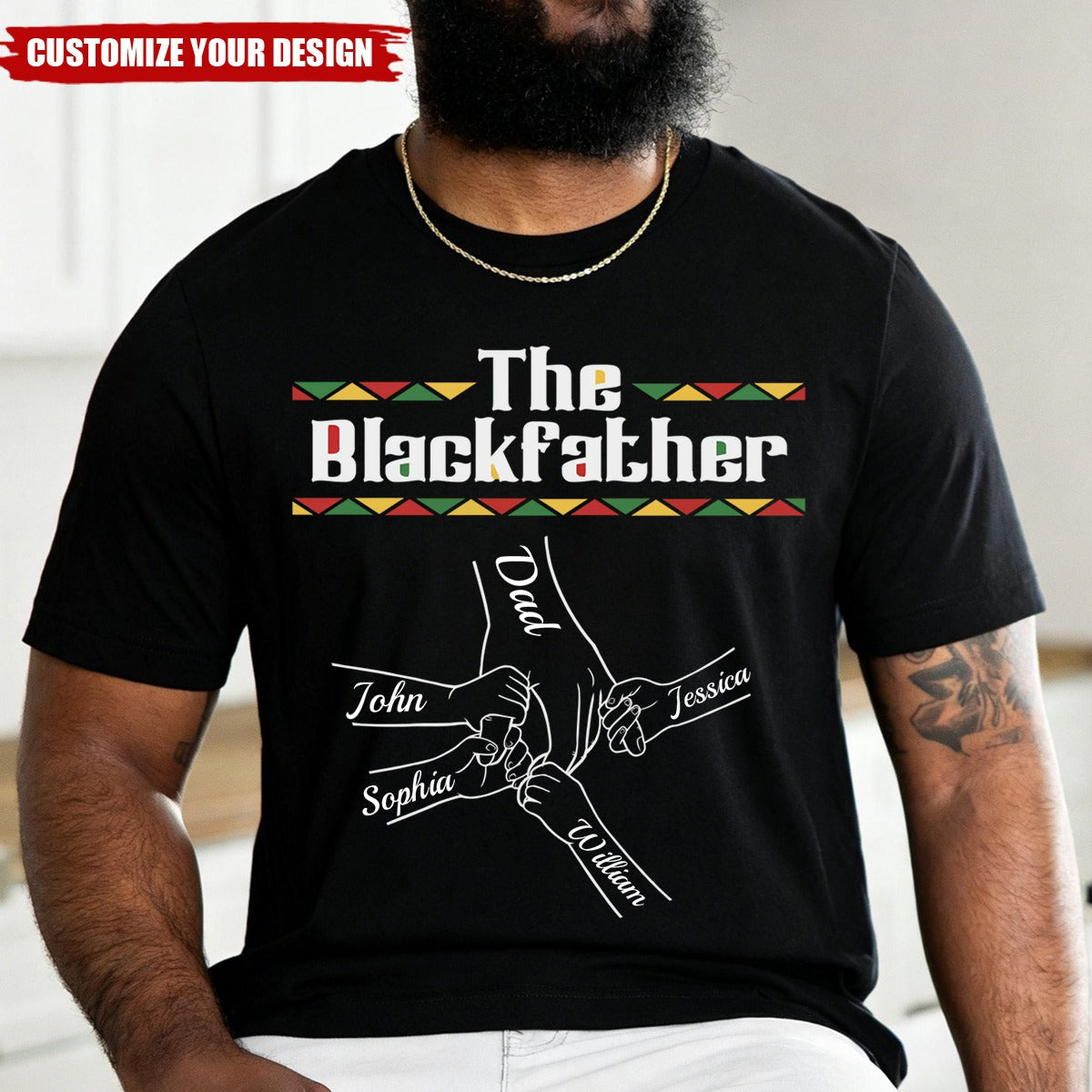 Personalized The Blackfather T-Shirt, Gifts For Dad Grandpa
