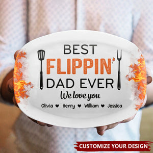 Best Flippin’ Dad Ever - Personalized Plate Father's Day, Gift For Dad, Grandpa