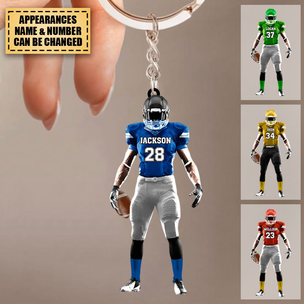 Personalized American Football Player Keychain - Gift For Football Lover