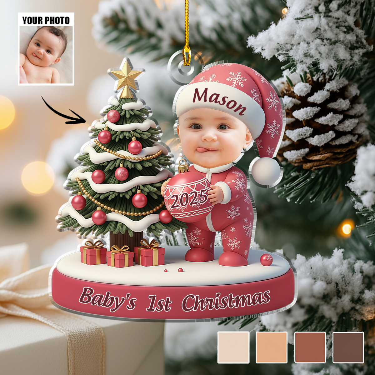 Personalized Baby’s First Christmas Ornament 2025, Custom Newborn Boy Girl Ornament