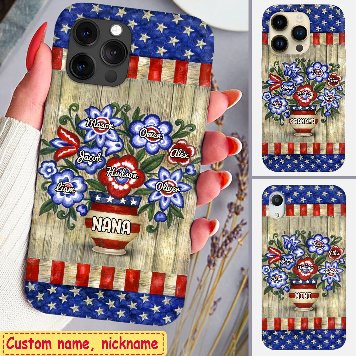4th of July Garden Patriotic Flower Cute Grandkids Personalized Phone case