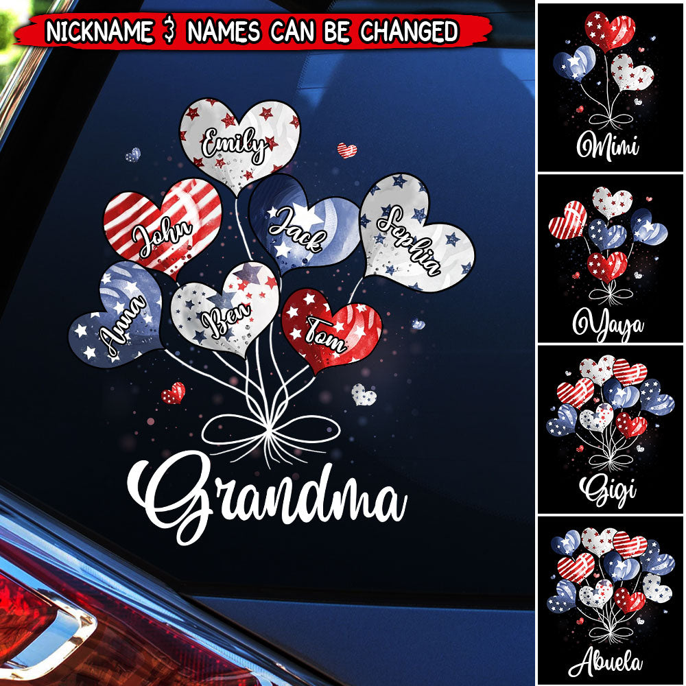 Sweet Heart Grandma Auntie Mom Kids American Flag Pattern - Personalized Sticker